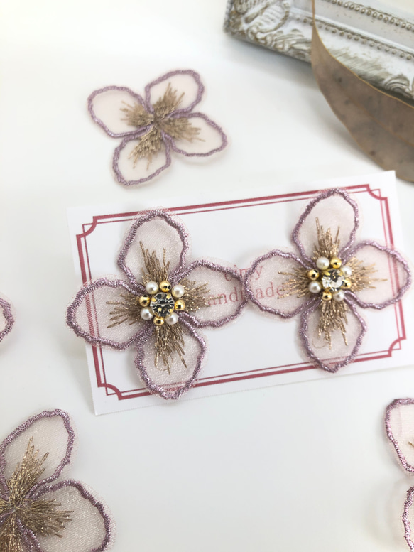 刺繍レース紫陽花(ピンクゴールド)♡ 2枚目の画像