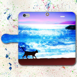 iPhone Android筆記本類型智能手機套Cat Sea [免費送貨] 第1張的照片