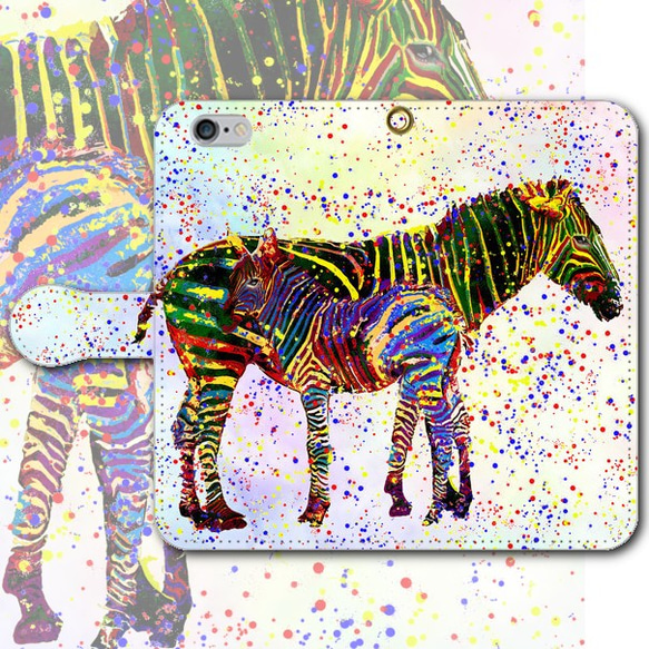 iPhone Android筆記本型智能手機保護套Zebra Colorful [免費送貨] 第1張的照片