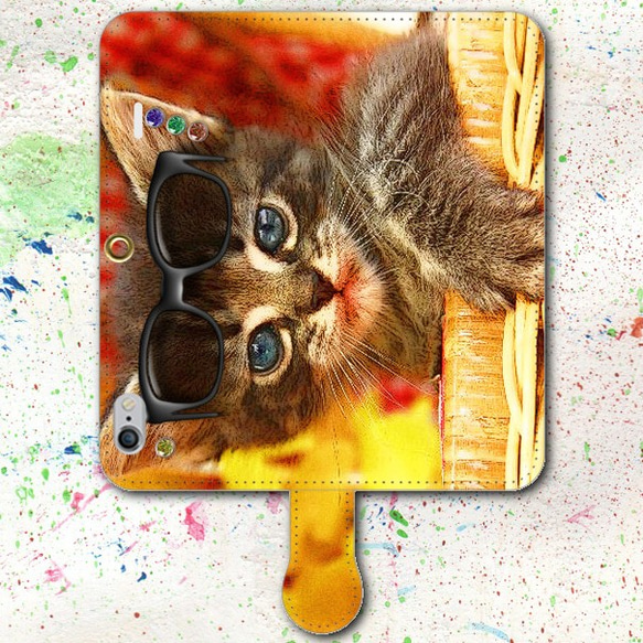 iPhone Android的筆記本型手機殼小貓帥氣免費送貨 第2張的照片