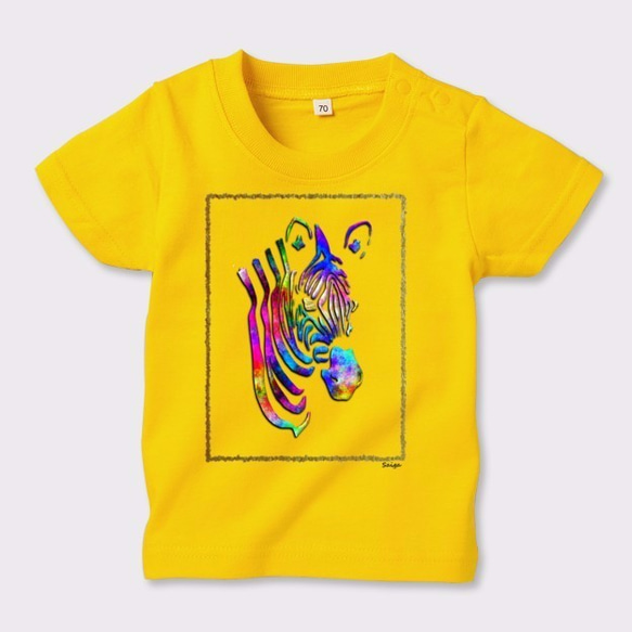 キッズTシャツ シマウマ カラフル 色サイズ選択可 【送料無料】 3枚目の画像