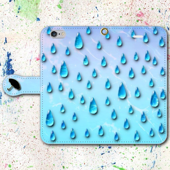 iPhone Android的筆記本型手機殼雨藍免費送貨 第1張的照片