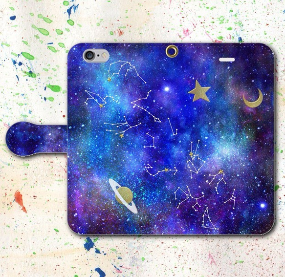 iPhone Android的筆記本型手機殼 12星座宇宙免費送貨 第1張的照片