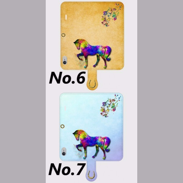 iPhone Android的筆記本型手機殼馬背景顏色可選擇免費送貨 第4張的照片