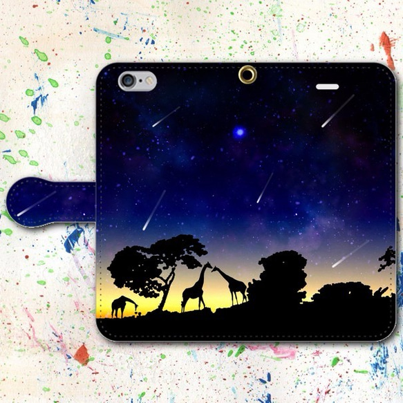 iPhone Android的筆記本型手機殼麒麟夜空免費送貨 第1張的照片