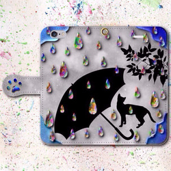 iPhone Android的筆記本型手機殼貓雨免費送貨 第1張的照片