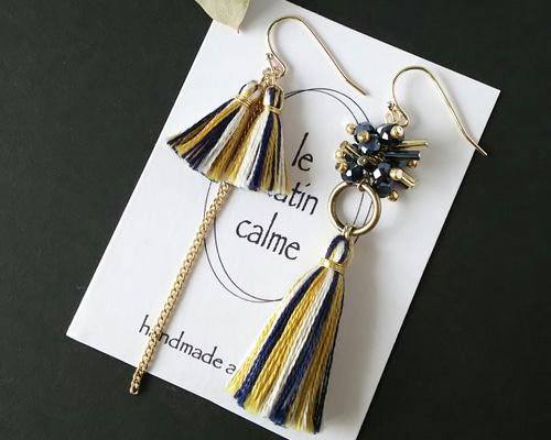 再36　フリンジ　ベージュ　ピアス　イヤリング　タッセル　オルテガ　ハンドメイド it-631059233cd84-1200.jpg