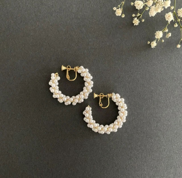 Perl round earring パールラウンドイヤリング 4枚目の画像