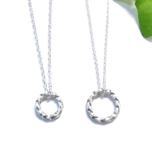 ペアネックレス 捻り シルバー リング 40cm/50cm ネックレス