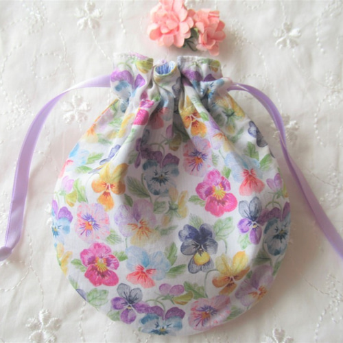 新品】ハンドメイドリバティシンクオブミーカラフルまんまる巾着巾着