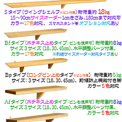 ロングピン付きウォールシェルフ２個セット（Ｂpタイプ　45cm幅×２個） 7枚目の画像