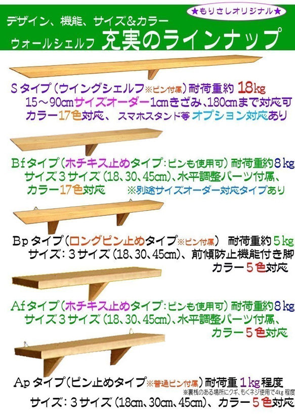 【超簡単ホッチキス止め！！】ウォールシェルフ（Ｂfタイプ　45cm巾と30cm巾を各１の×２個セット） 　 9枚目の画像