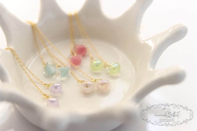No.248 ドロップビーズのピアス ハンドメイド ティアドロップビーズピアス ピアス（フック・チェーン