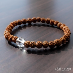 【浄化・癒しをお求めのあなたへ！ひと粒水晶】5mm・6mm天然石ルドラクシャブレスレット（菩提樹の実）・全チャクラ対応 3枚目の画像