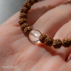【浄化・癒しをお求めのあなたへ！ひと粒水晶】5mm・6mm天然石ルドラクシャブレスレット（菩提樹の実）・全チャクラ対応 6枚目の画像