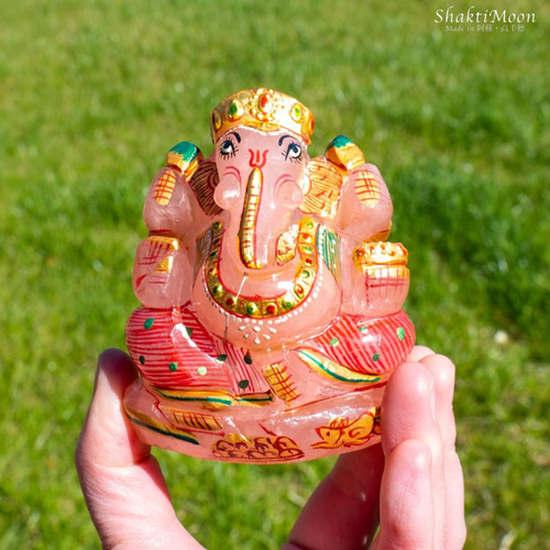 1点もの！送料無料！ガネーシャ神像・ローズクォーツ33】天然石