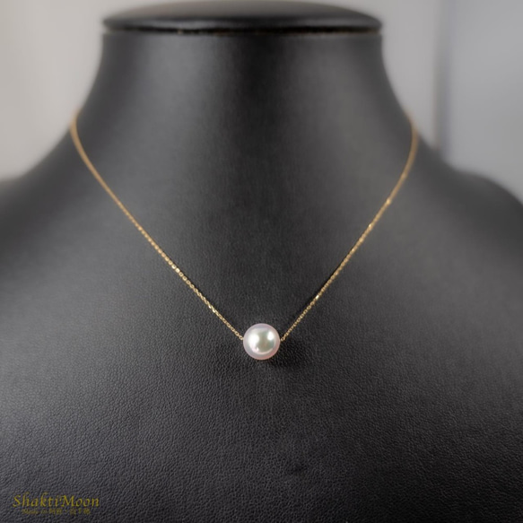 【K18YG AAA-2 あこや真珠】高品質あこや真珠のひと粒ネックレス・パールネックレス（18金ゴールドチェーン） 第 3枚目の画像