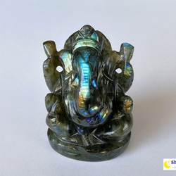 【1点もの！マルチカラーラブラドライト6】天然石彫刻置物・スタチュー・インドの神様・商売繁盛・学問の神様・パワーストーン 1枚目の画像