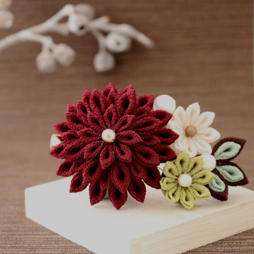 つまみ細工 秋・冬のお花 お月見飾り オーダー・コメント用 受注生産品】