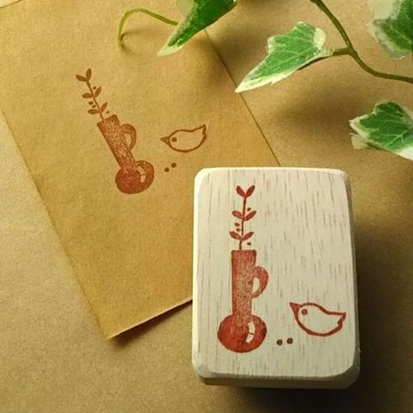 花瓶と小鳥さん・消しゴムはんこ はんこ・スタンプ sakuya 通販  