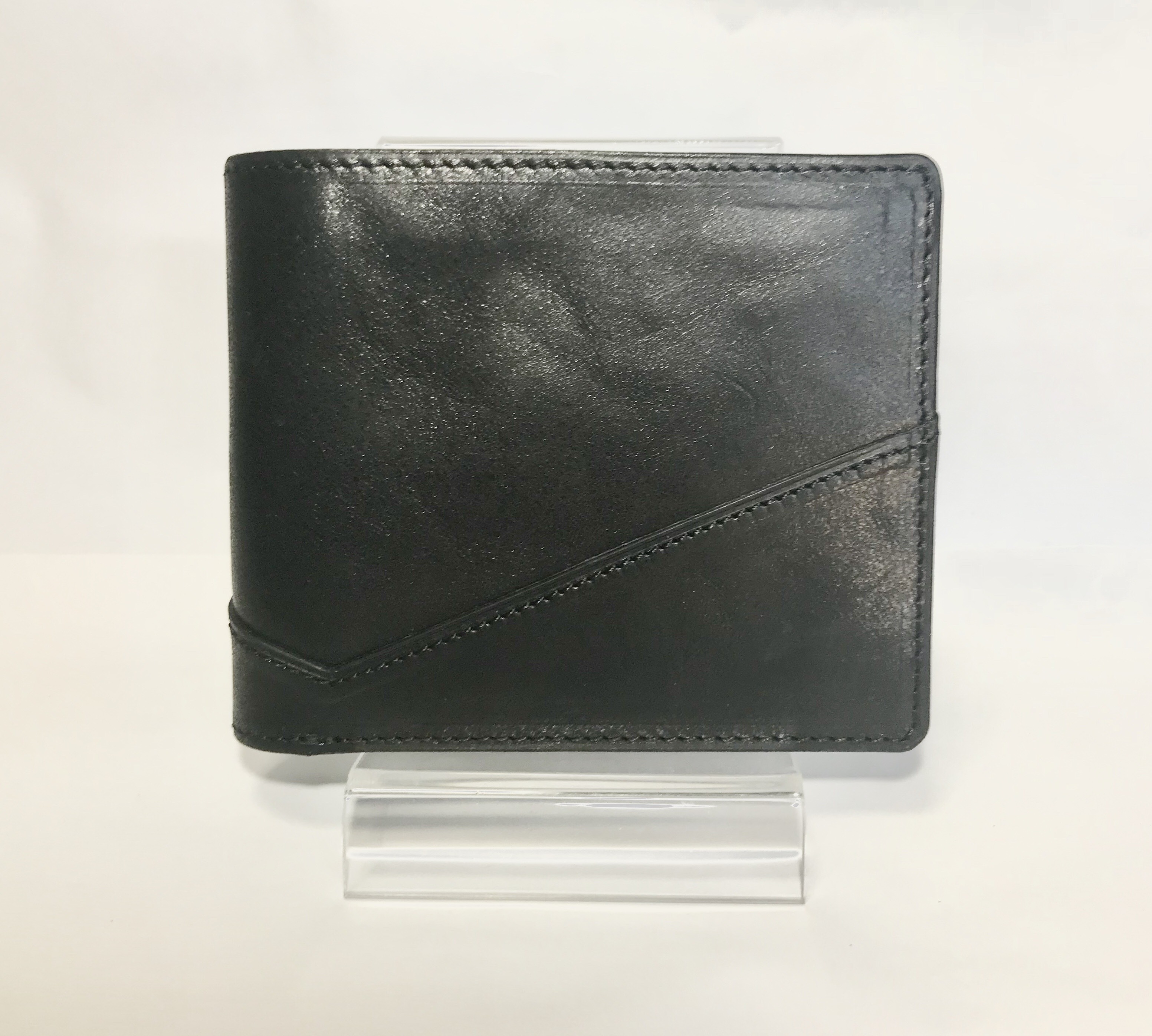 レザー二つ折り財布 ブラック