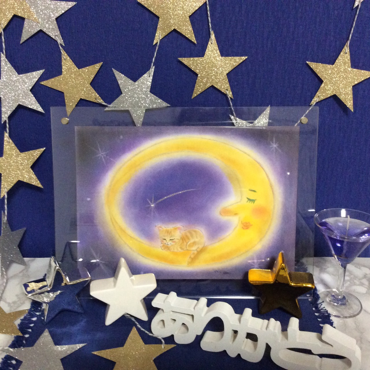 お月さまで眠るペットのイラスト《A4サイズ》