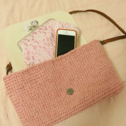 パステル刺繍のクラッチバッグ（pink） 4枚目の画像