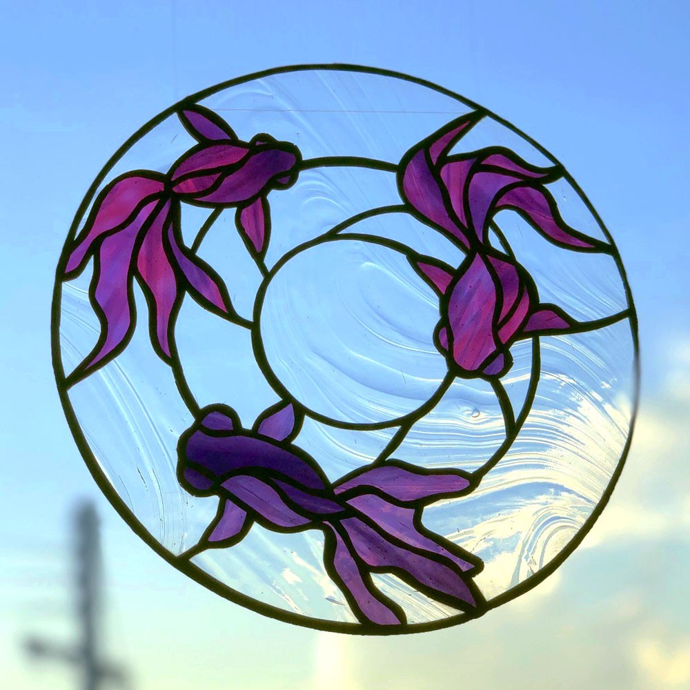 ステンドグラス サンキャッチャー  『金魚 ~Poisson rouge~』