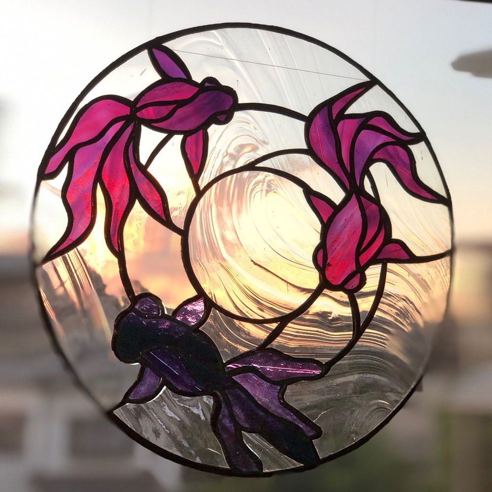 ステンドグラス サンキャッチャー  『金魚 ~Poisson rouge~』