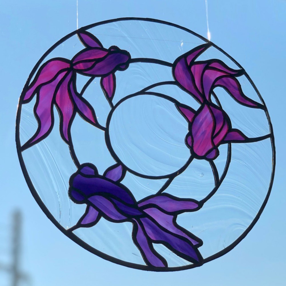 ステンドグラス サンキャッチャー  『金魚 ~Poisson rouge~』