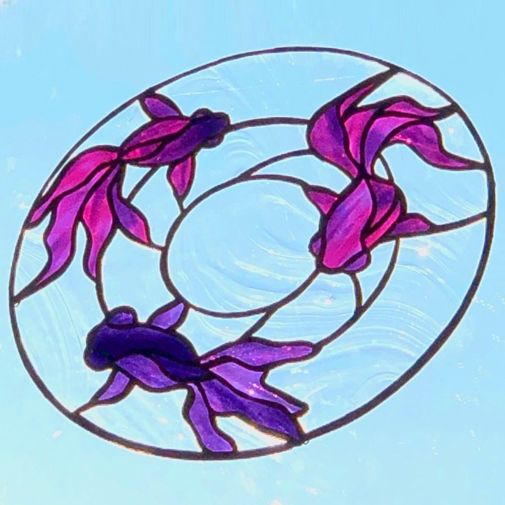 ステンドグラス サンキャッチャー  『金魚 ~Poisson rouge~』