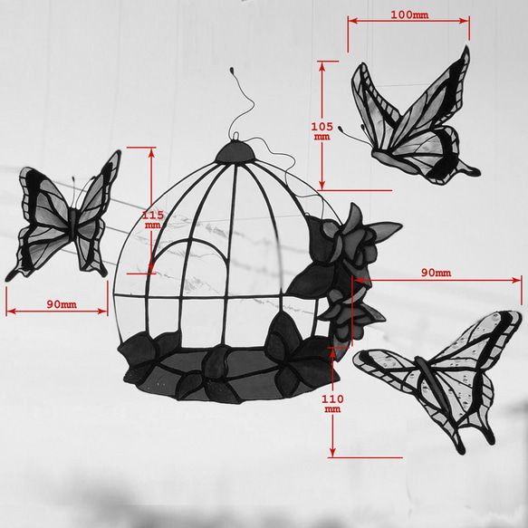 ステンドグラス サンキャッチャー　『蝶々』 【送料無料】 7枚目の画像