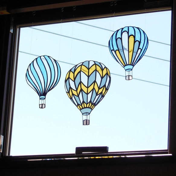 ステンドグラス　サンキャッチャーClear気球セット　《送料無料》 2枚目の画像