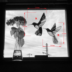 chuchuさま ご注文作品 ステンドグラス サンキャッチャー ハチドリ ～Hummingbird～ A 4枚目の画像
