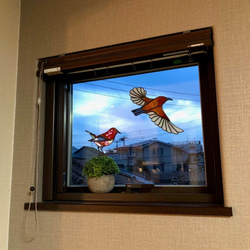 ステンドグラス サンキャッチャー 　赤い鳥 ～アパパネ B～ 3枚目の画像