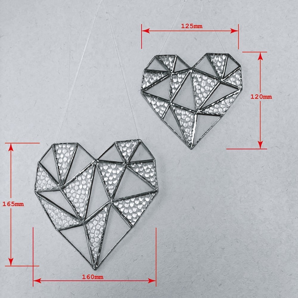 ステンドグラス サンキャッチャー ~♥heart~　２つセット 4枚目の画像