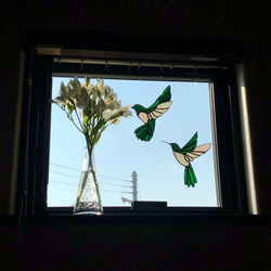 【みち猫 さま ご注文作品】ステンドグラス サンキャッチャー ハチドリ ～Hummingbird～ e 4枚目の画像