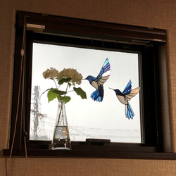 【グリーンママ さま ご注文作品】ステンドグラス サンキャッチャー ハチドリ ～Hummingbird～ A 5枚目の画像