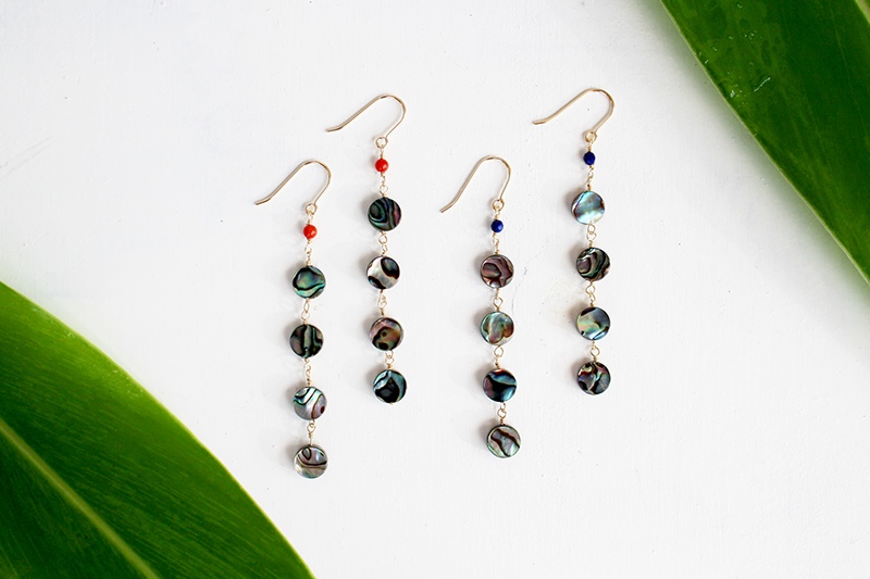 ［送料無料］14KGF ~海からの贈り物~ アバロンシェルのロング・イヤリング/ピアス