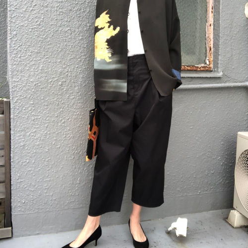 唐獅子紋様ノーカラージャケット 着物リメイク 着物リユース Mサイズ 