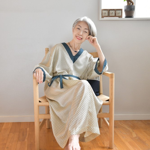 Yukataワンピ 小紋反物ワンピース 【atelierline Hand made 一点