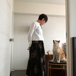 アンティーク大島紬リメイク　ティアードスカート 3枚目の画像