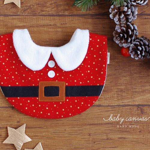 ハンドメイド　クリスマススタイ　8787様 クリスマススタイ【ベルト付き】 スタイ・よだれかけ こめじるし