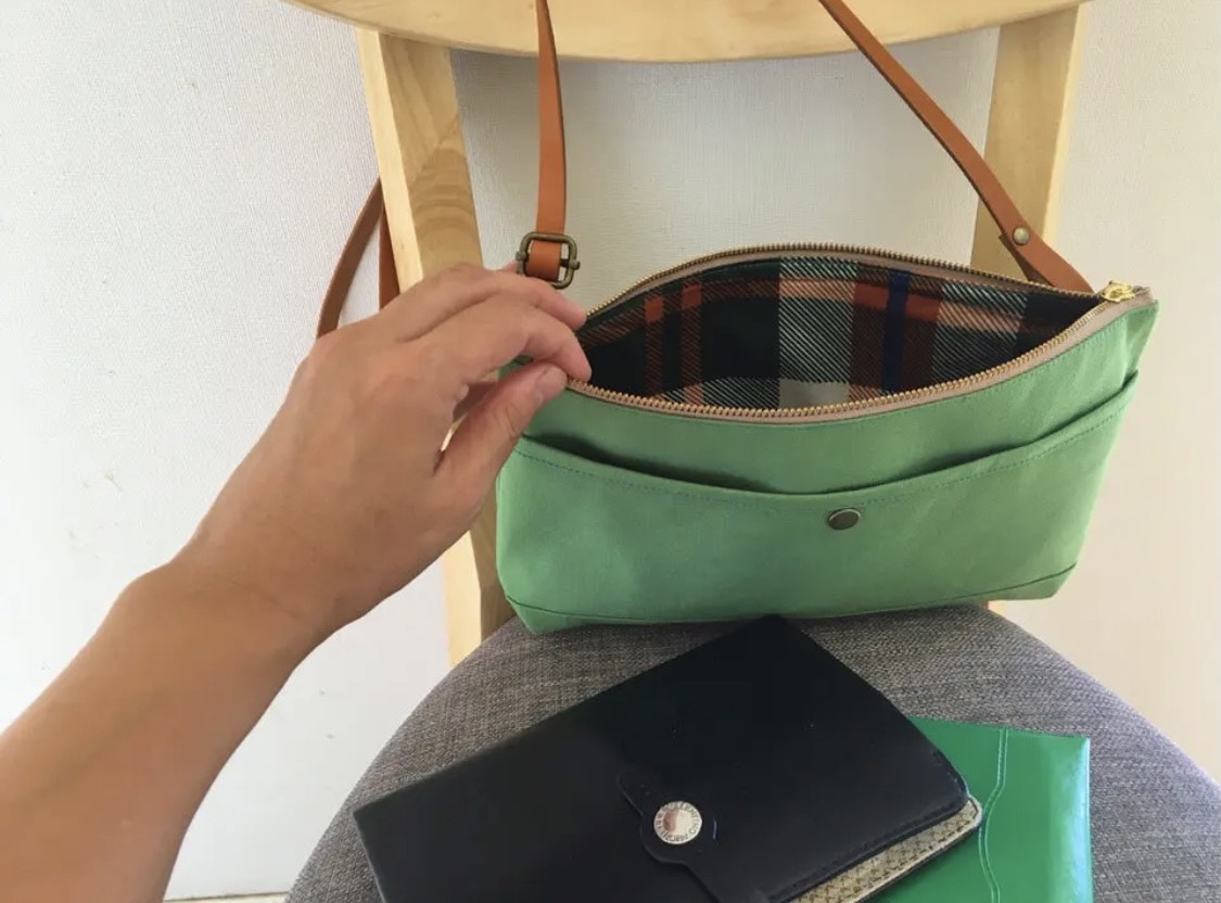 倉敷帆布サコッシュ (M)グリーン