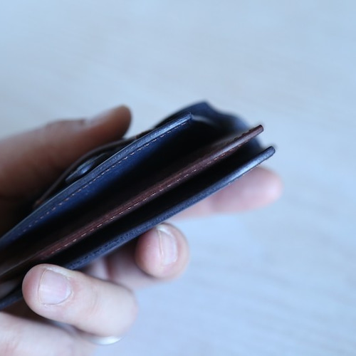 プエブロ コンパクトウォレット　ネイビー×ブラウン コンパクトウォレット 