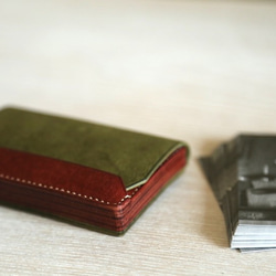 カードケース　"Kasane（カサネ）"（オリーバ/コッチネーラ）【イタリアンレザー プエブロ】 2枚目の画像