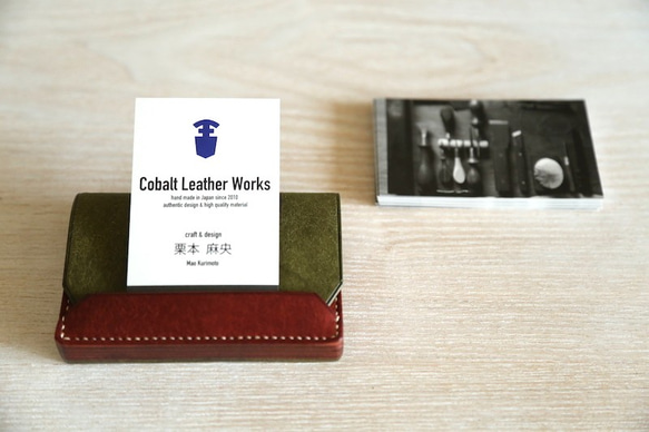 カードケース　"Kasane（カサネ）"（オリーバ/コッチネーラ）【イタリアンレザー プエブロ】 4枚目の画像