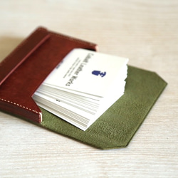 カードケース　"Kasane（カサネ）"（オリーバ/コッチネーラ）【イタリアンレザー プエブロ】 5枚目の画像