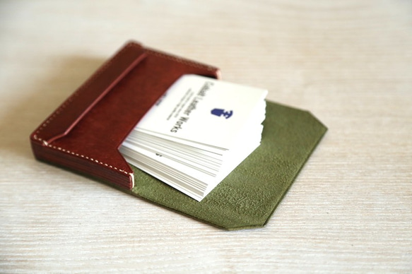 カードケース　"Kasane（カサネ）"（オリーバ/コッチネーラ）【イタリアンレザー プエブロ】 5枚目の画像