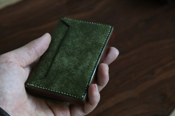 カードケース　"Kasane（カサネ）"（オリーバ/コッチネーラ）【イタリアンレザー プエブロ】 8枚目の画像